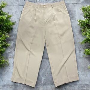 IL Canto Vintage Shark Skin Polyester Khaki Dress Pants Men's Size 46 x 34